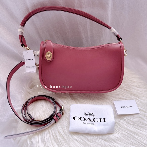NWT Coach Swinger Bag Glovetanned Leather Rouge Fuschia Dk Pink C0638 - Picture 4 of 10